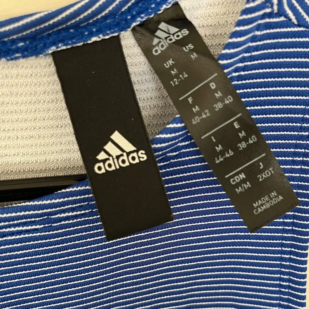 Adidas Women's Zippable Ribbed Tank Top, Royal Blue - Picture 3 of 6